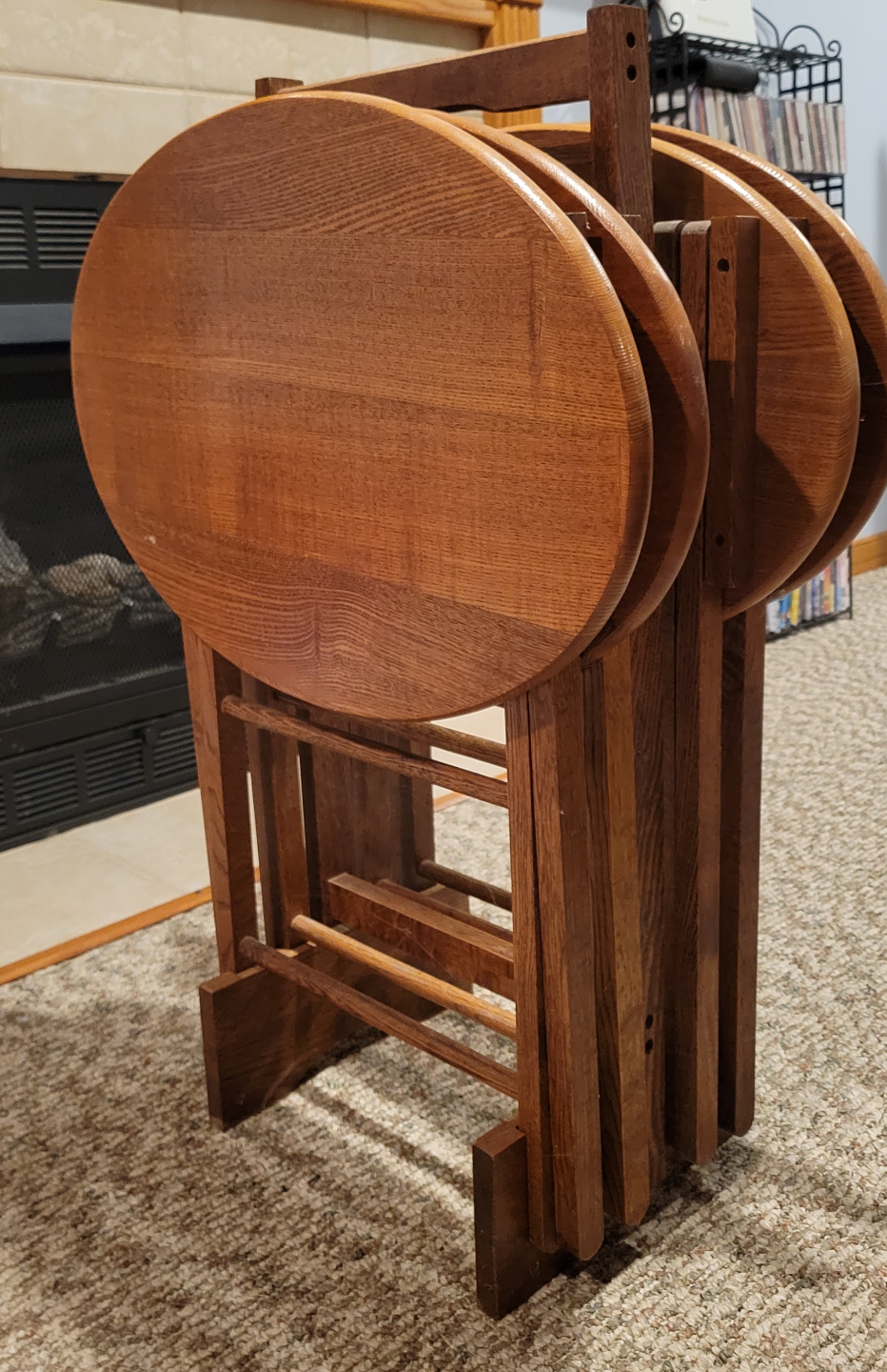 Set of Four Wood Serving Tables