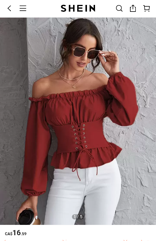 Red Off-the-Shoulder Corset Blouse - photo 2