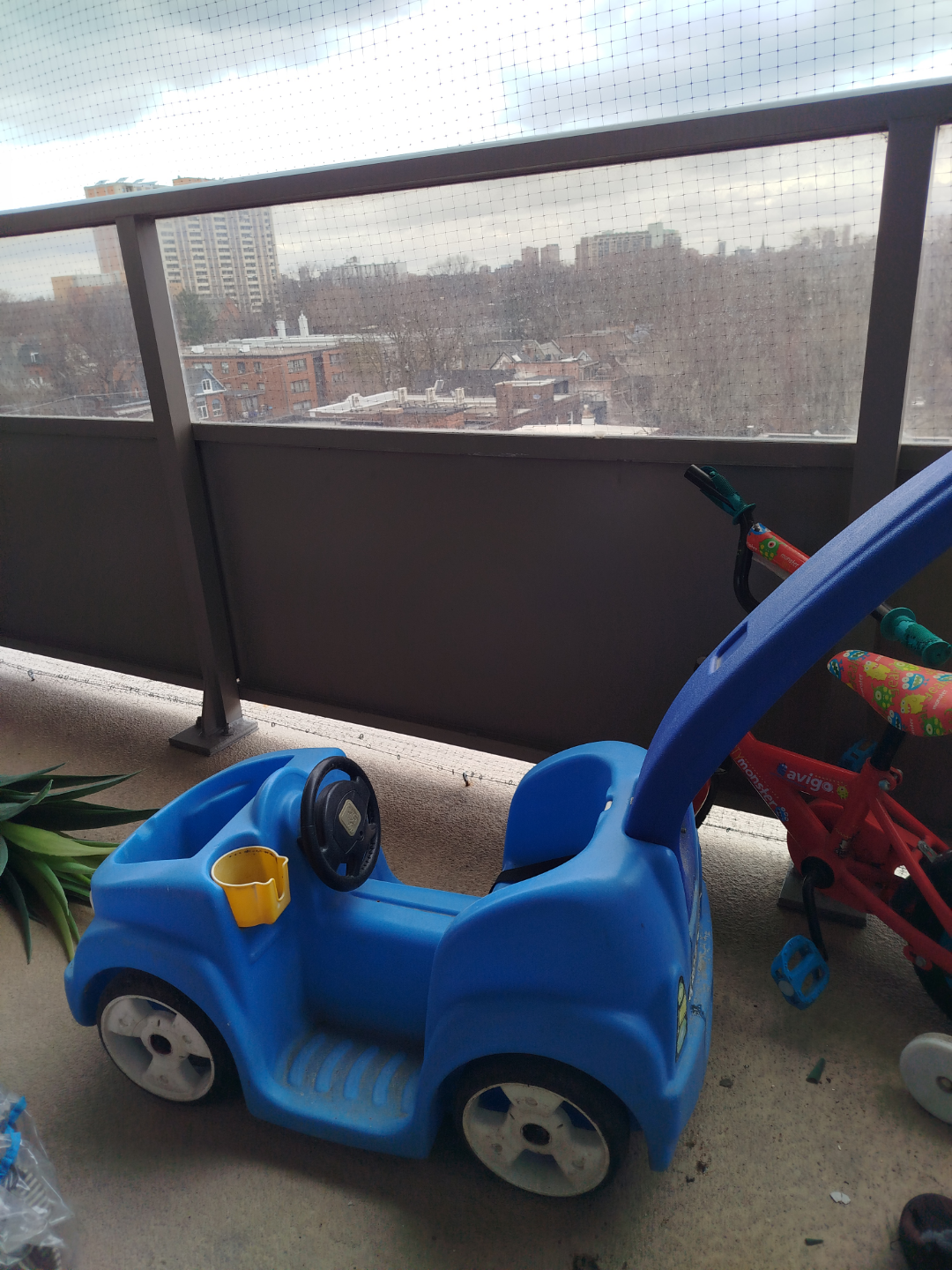 blue children push car + toys