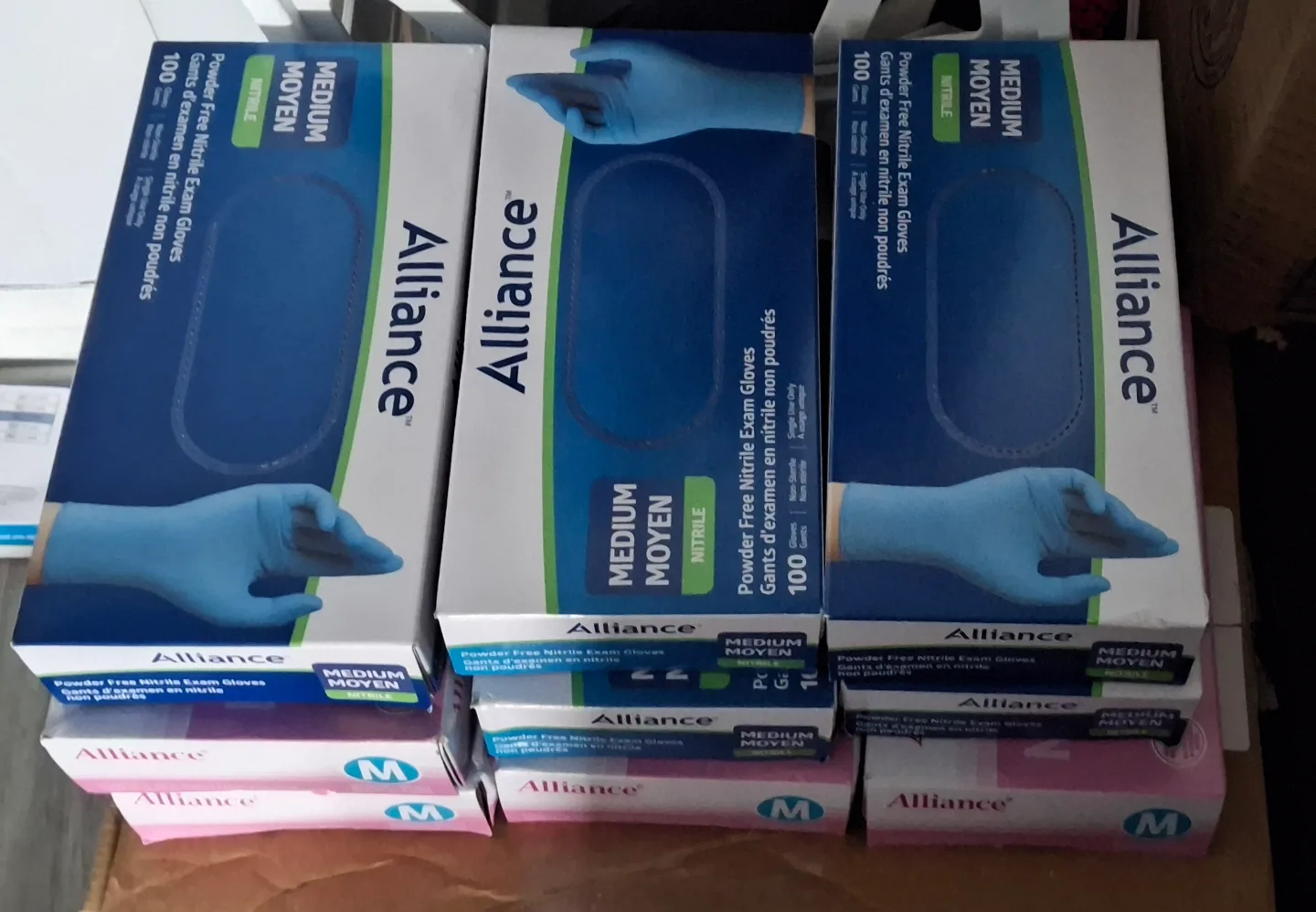 9 BOXES-Bulk Powder-Free Nitrile Exam Gloves - Medium thumbnail