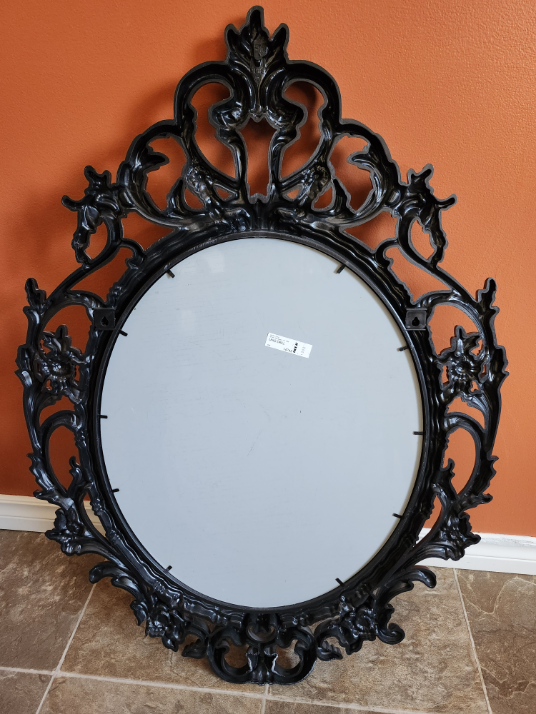 Ornate Black Oval Mirror - photo 2