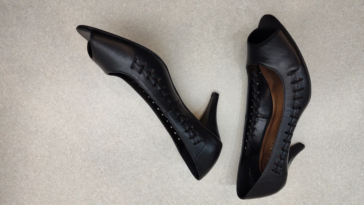 Jessica Black Peep-Toe Heels image indicator(3)