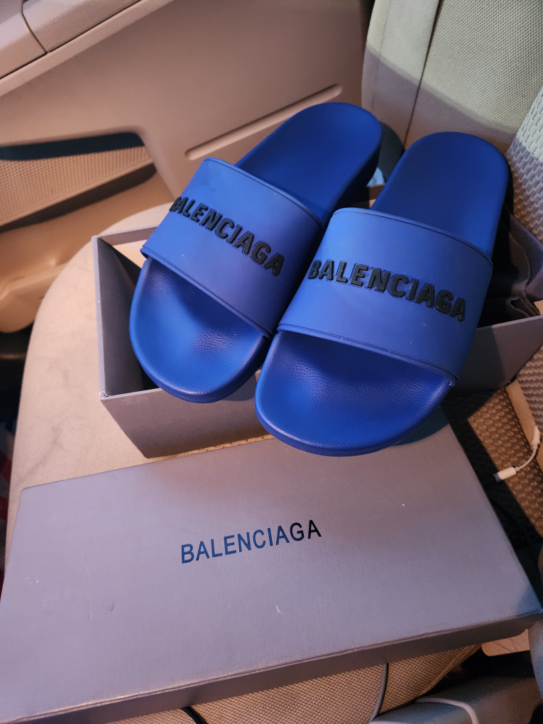 Balenciaga Pool Slide Sandals - Navy Blue - Size 45 - photo 4