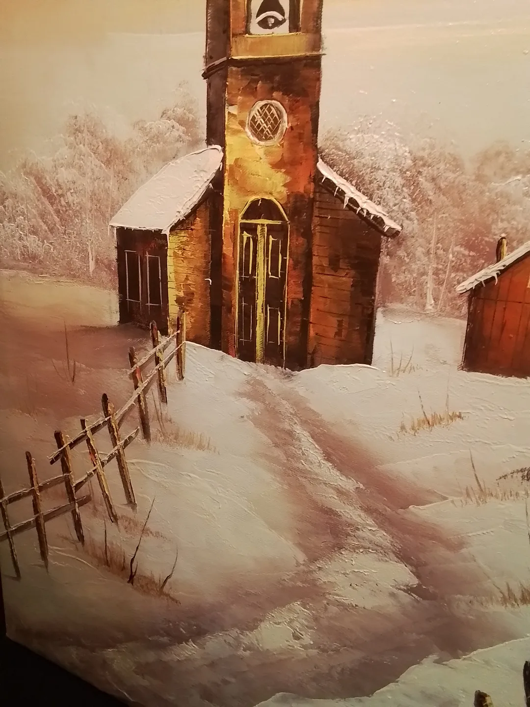 Original Winter Church Landscape Painting by Jonydeff image indicator(4)