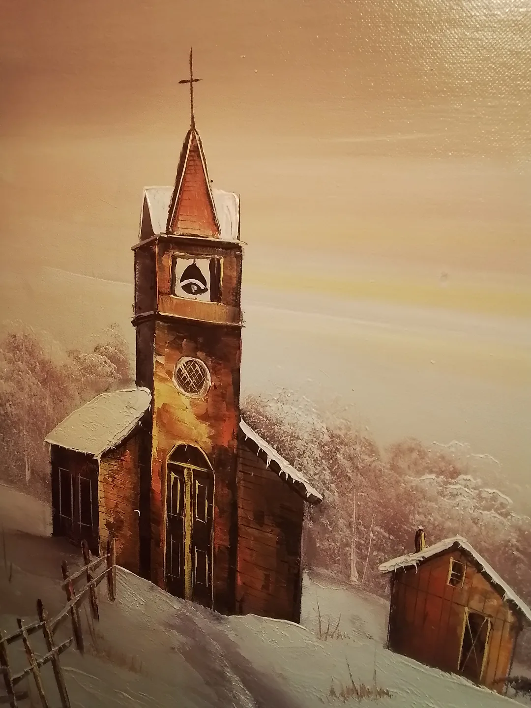 Original Winter Church Landscape Painting by Jonydeff image indicator(5)