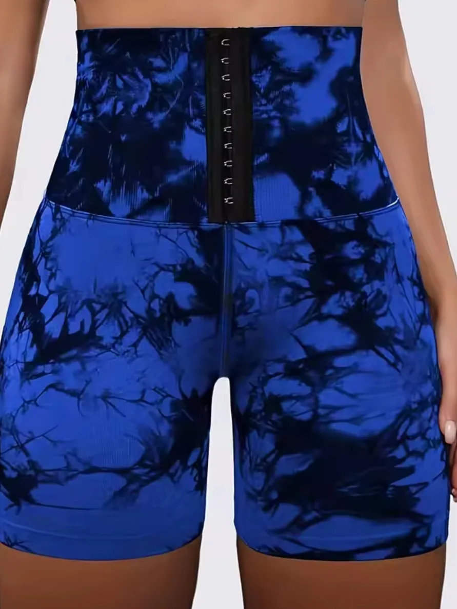 High-Waisted Tie-Dye Biker Tummy Control Butt lifting Shorts image indicator(2)