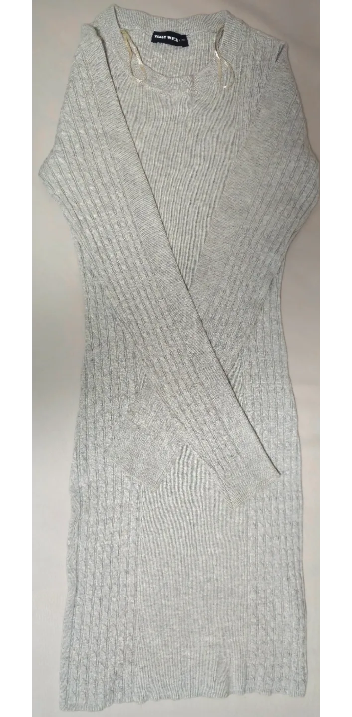 Grey Knit Spring Sweater Dress image indicator(3)