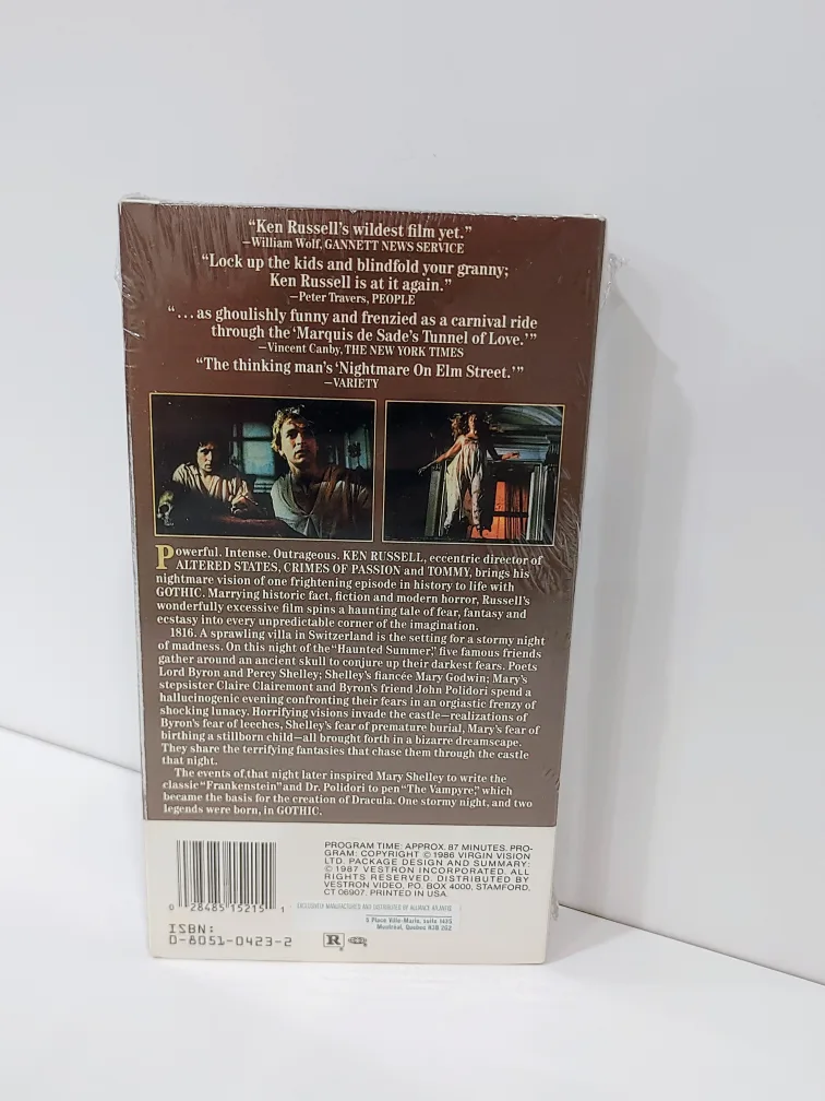 SEALED Gothic 1987 VHS Extremely Rare Original Release Version image indicator(3)