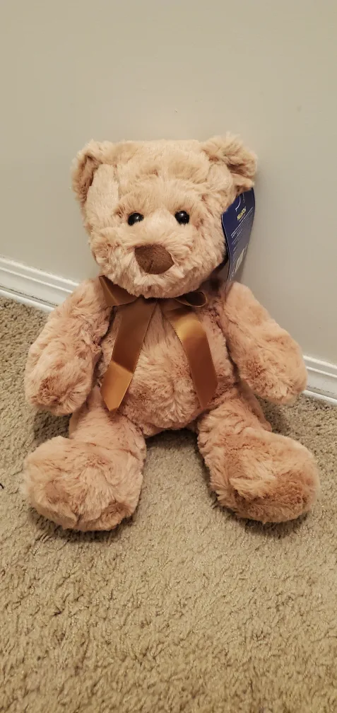 Adorable Beige Plush Teddy Bear with Bow thumbnail