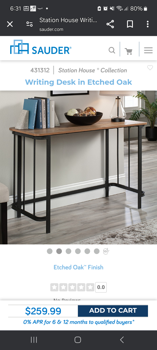 Sauder Station House Writing Desk - Etched Oak - photo 2