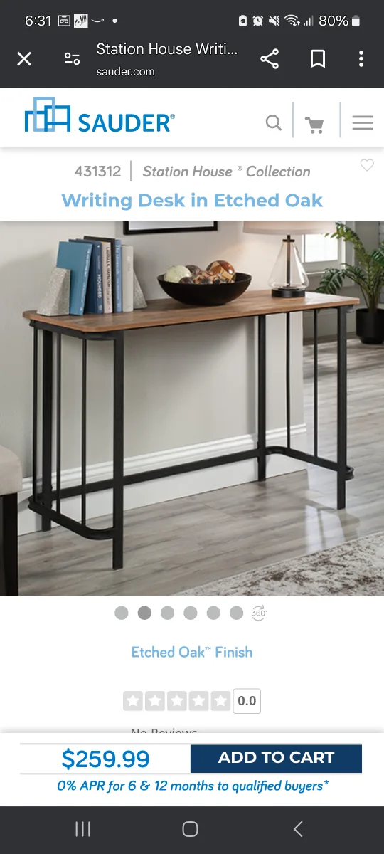 Sauder Station House Writing Desk - Etched Oak image indicator(2)