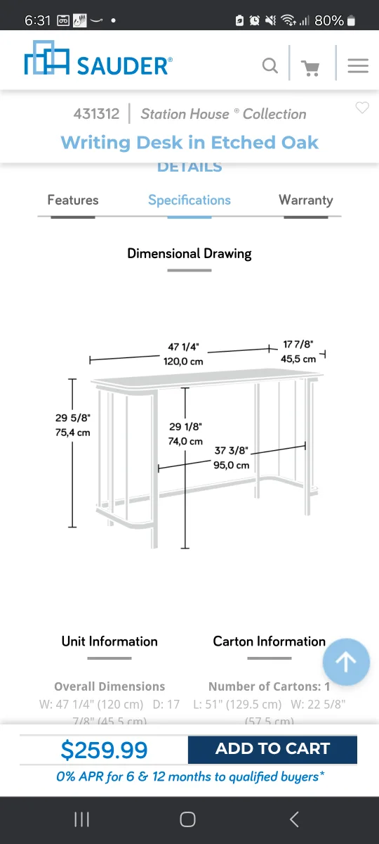 Sauder Station House Writing Desk - Etched Oak image indicator(3)