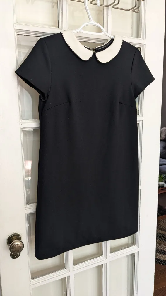 Black and White Peter Pan Collar Mini Dress - Size Medium thumbnail