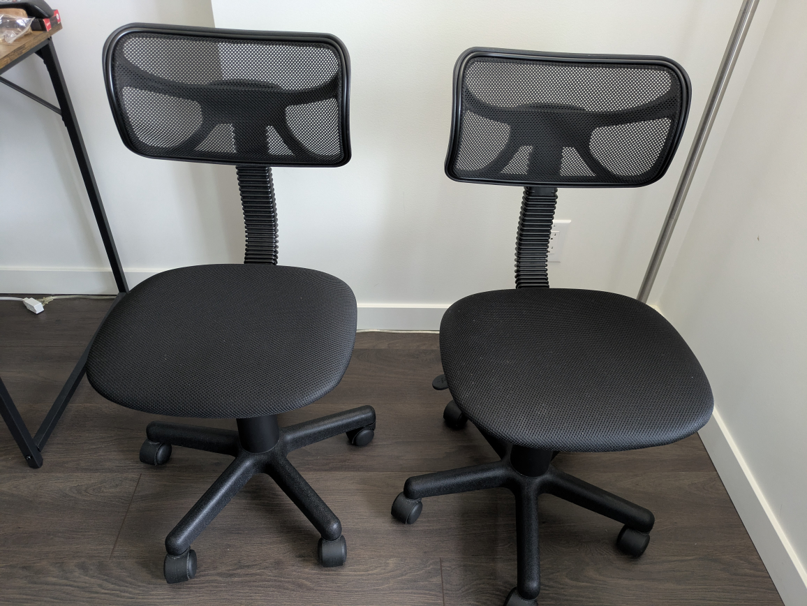 Pair of Black Mesh Office Chairs