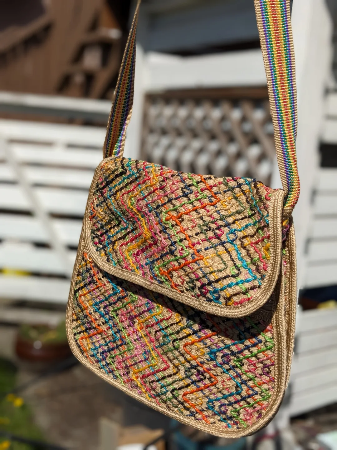 Multicoloured Woven Crossbody Bag image indicator(2)