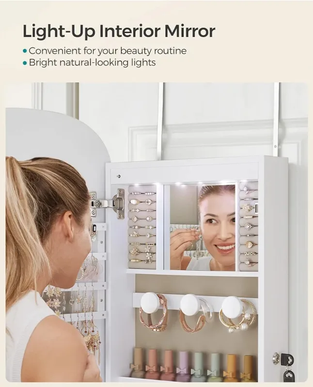 SONGMICS Over-the-Door Full-Length Mirror Jewellery Cabinet image indicator(3)