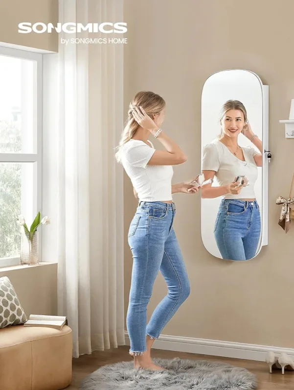 SONGMICS Over-the-Door Full-Length Mirror Jewellery Cabinet image indicator(4)