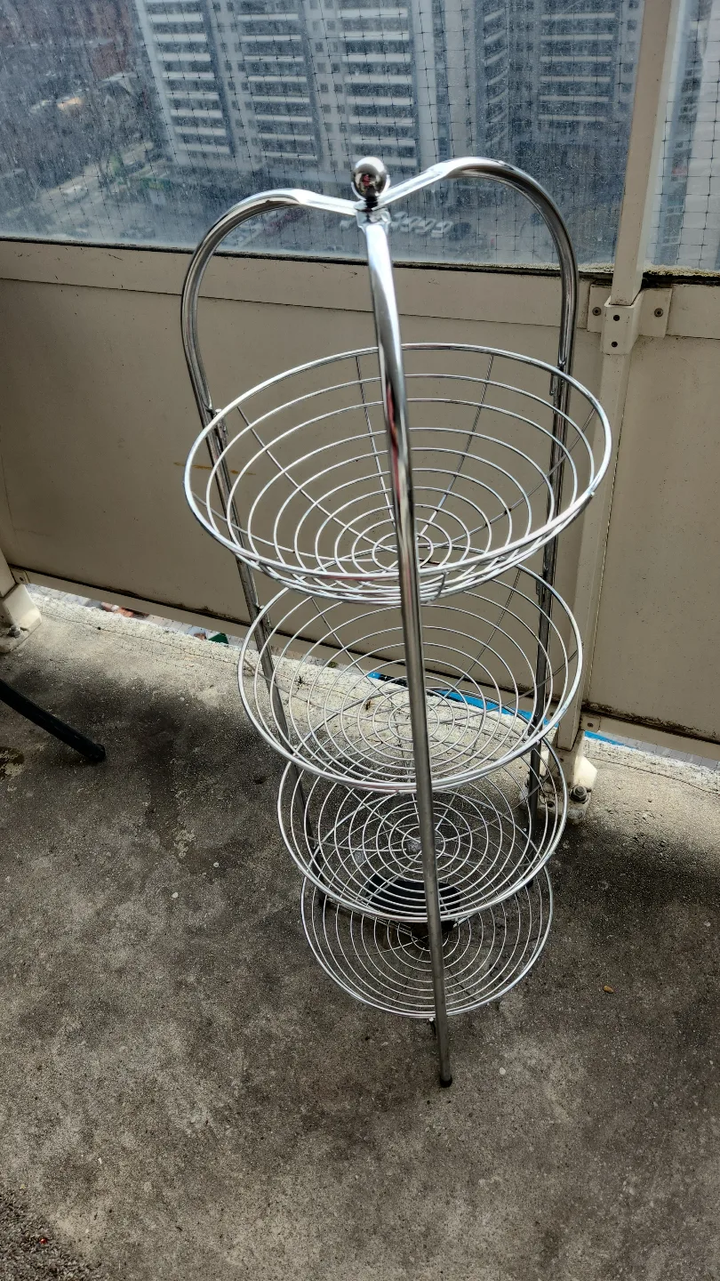 Three-Tier Chrome Wire Fruit Basket Stand thumbnail