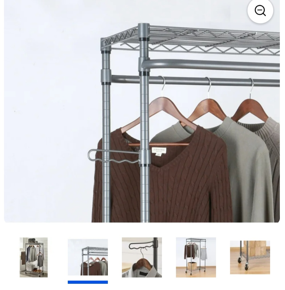 Rolling Garment Rack with Shelves - photo 4