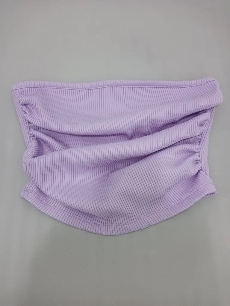 Lavender Ribbed Bandeau Tube Top thumbnail