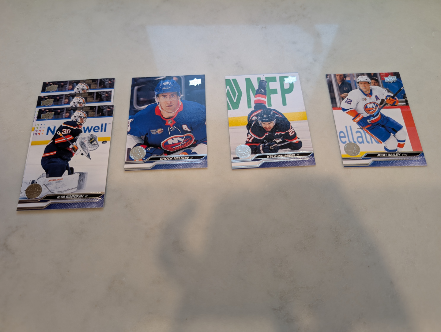 Set of four NHL hockey trading cards
