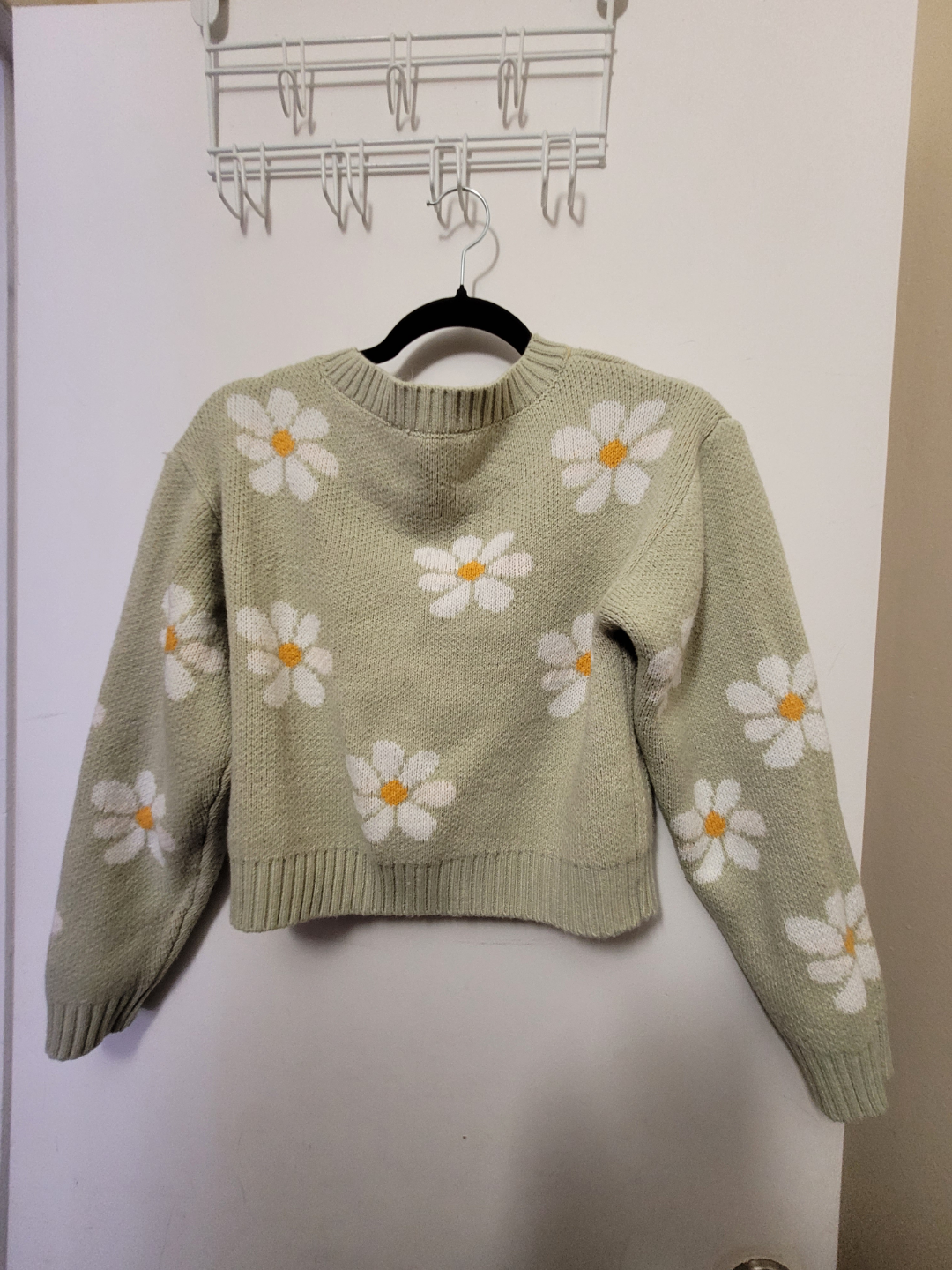 Sage Green Daisy Print Knit Cardigan - photo 2