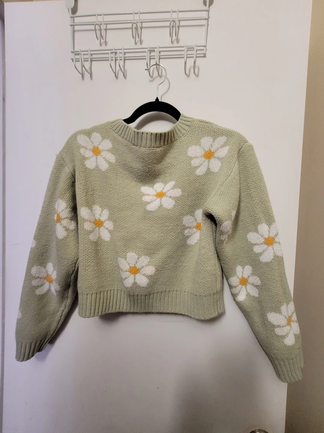 Sage Green Daisy Print Knit Cardigan image indicator(2)