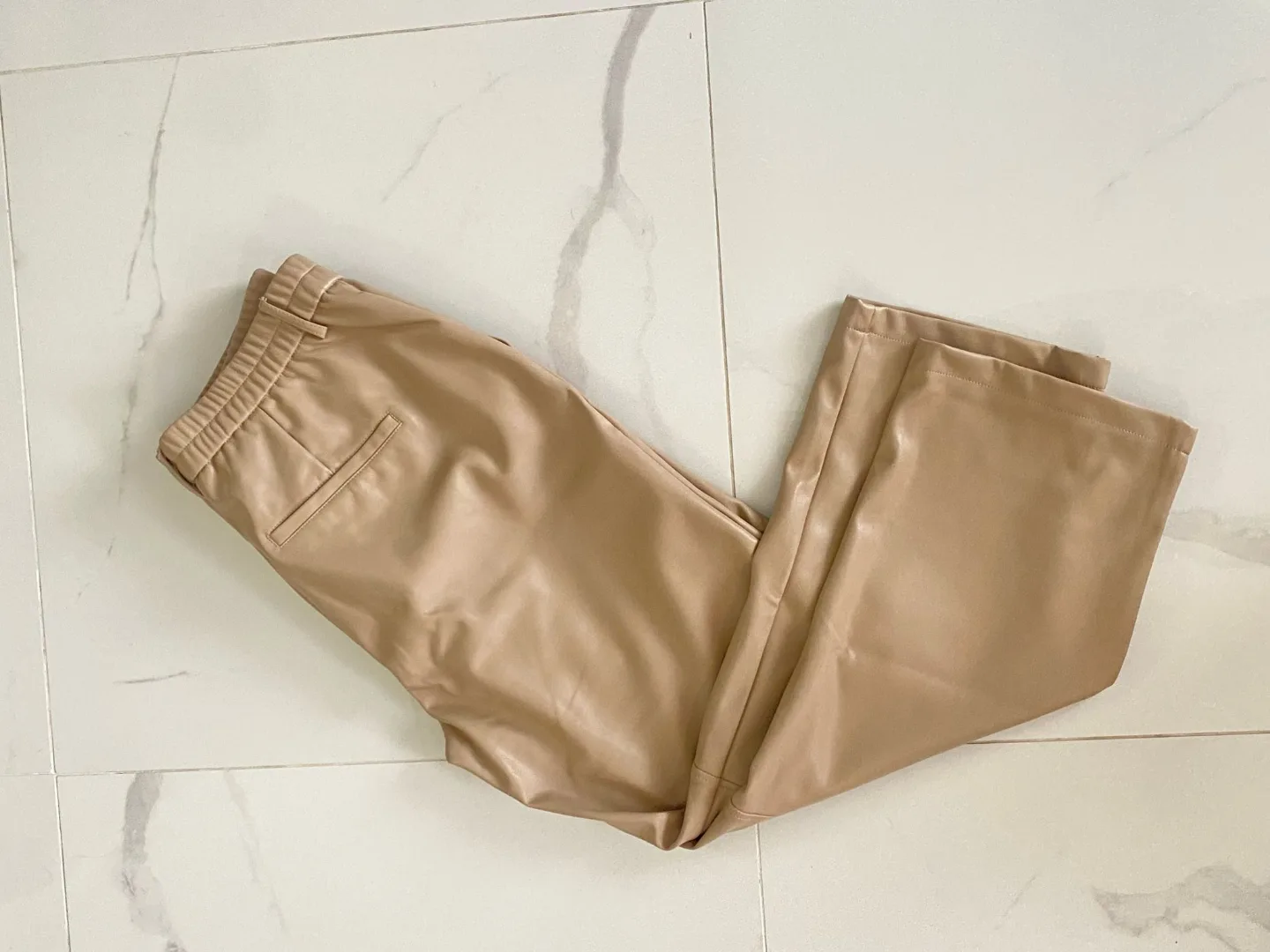 Beige Faux Leather Pants image indicator(2)