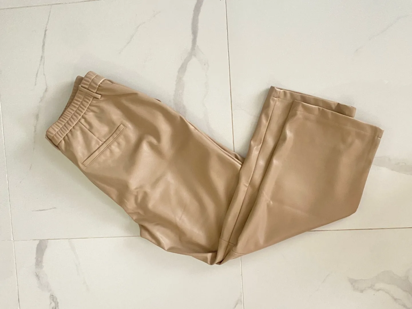 Beige Faux Leather Pants image indicator(3)