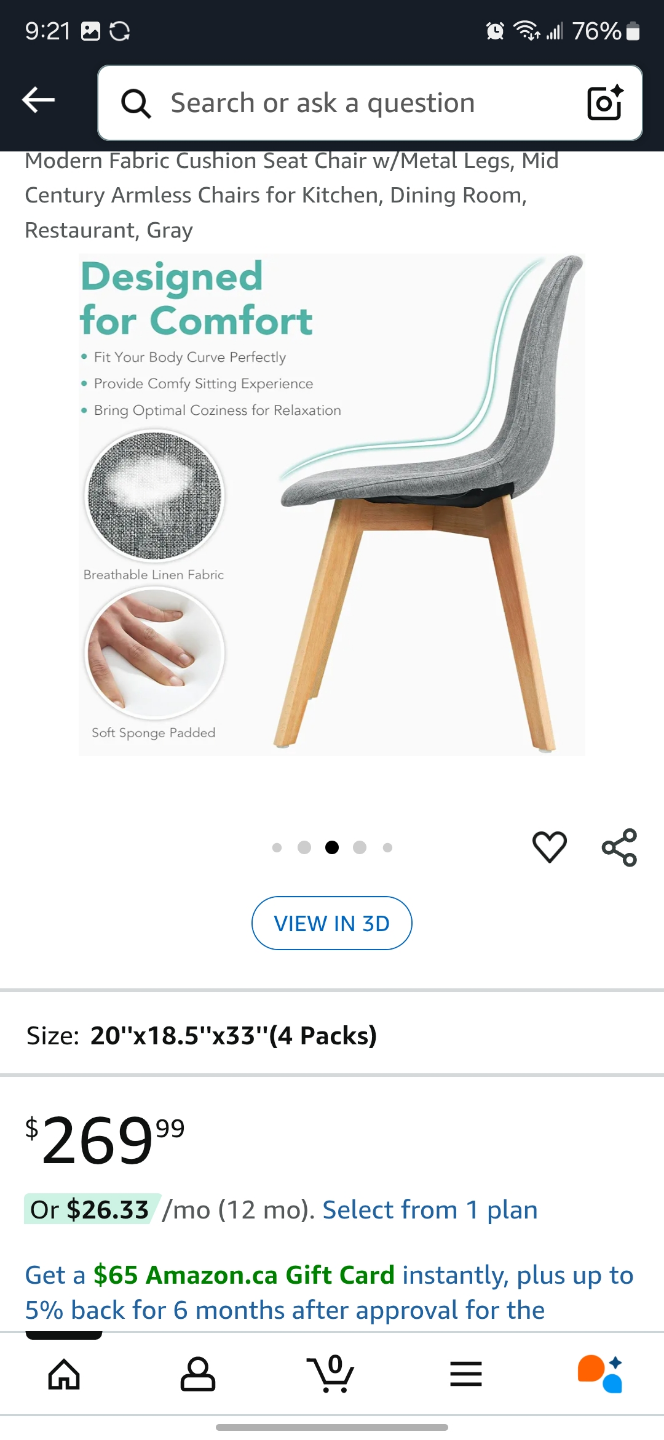 Pair of Grey Fabric Dining Chairs with Wooden Legs