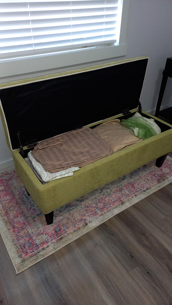 Olive Green Upholstered Storage Ottoman Bench - photo 3