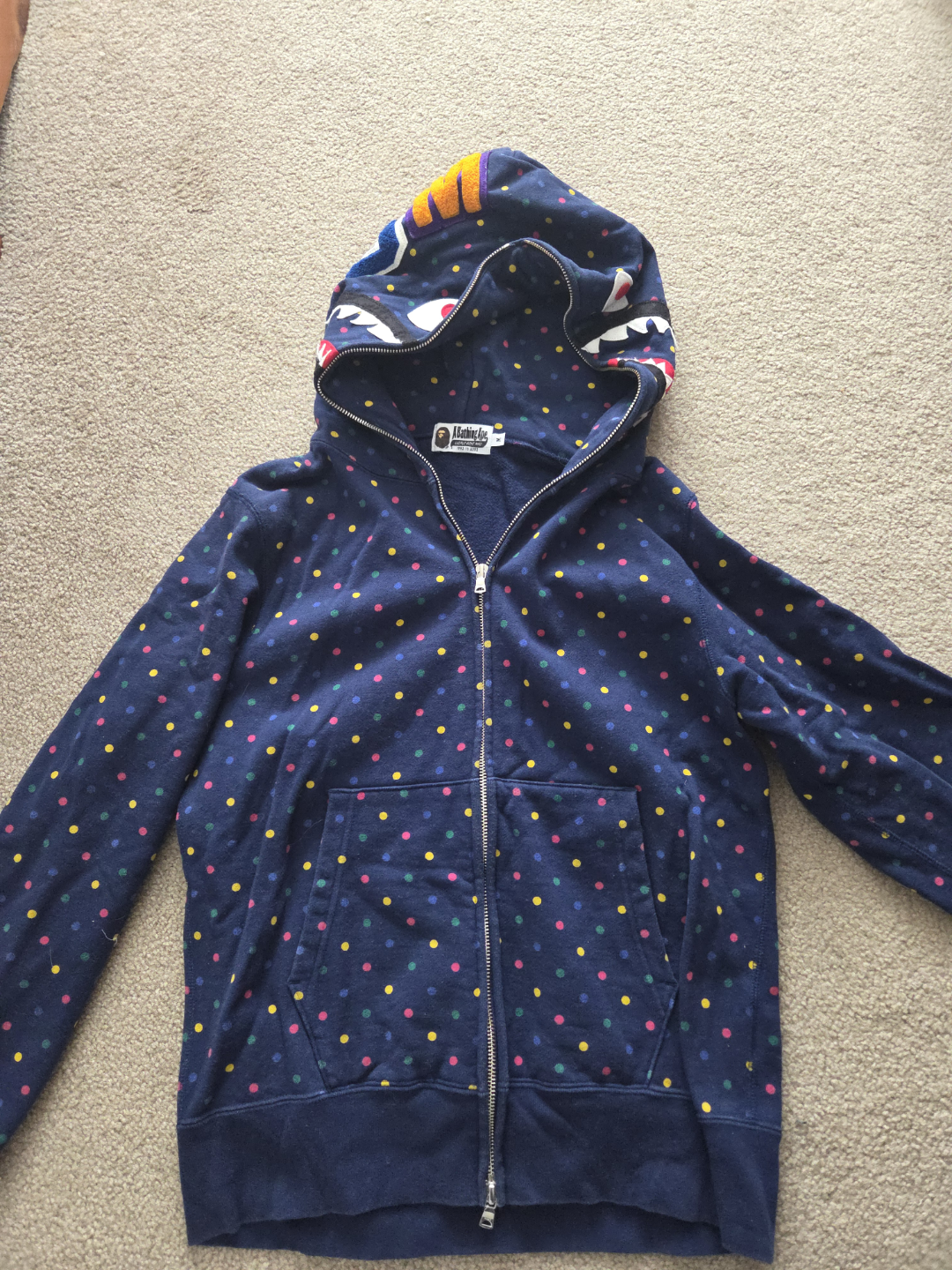 A Bathing Ape Bape Multicoloured Polka Dot Shark Hoodie Zip-Up