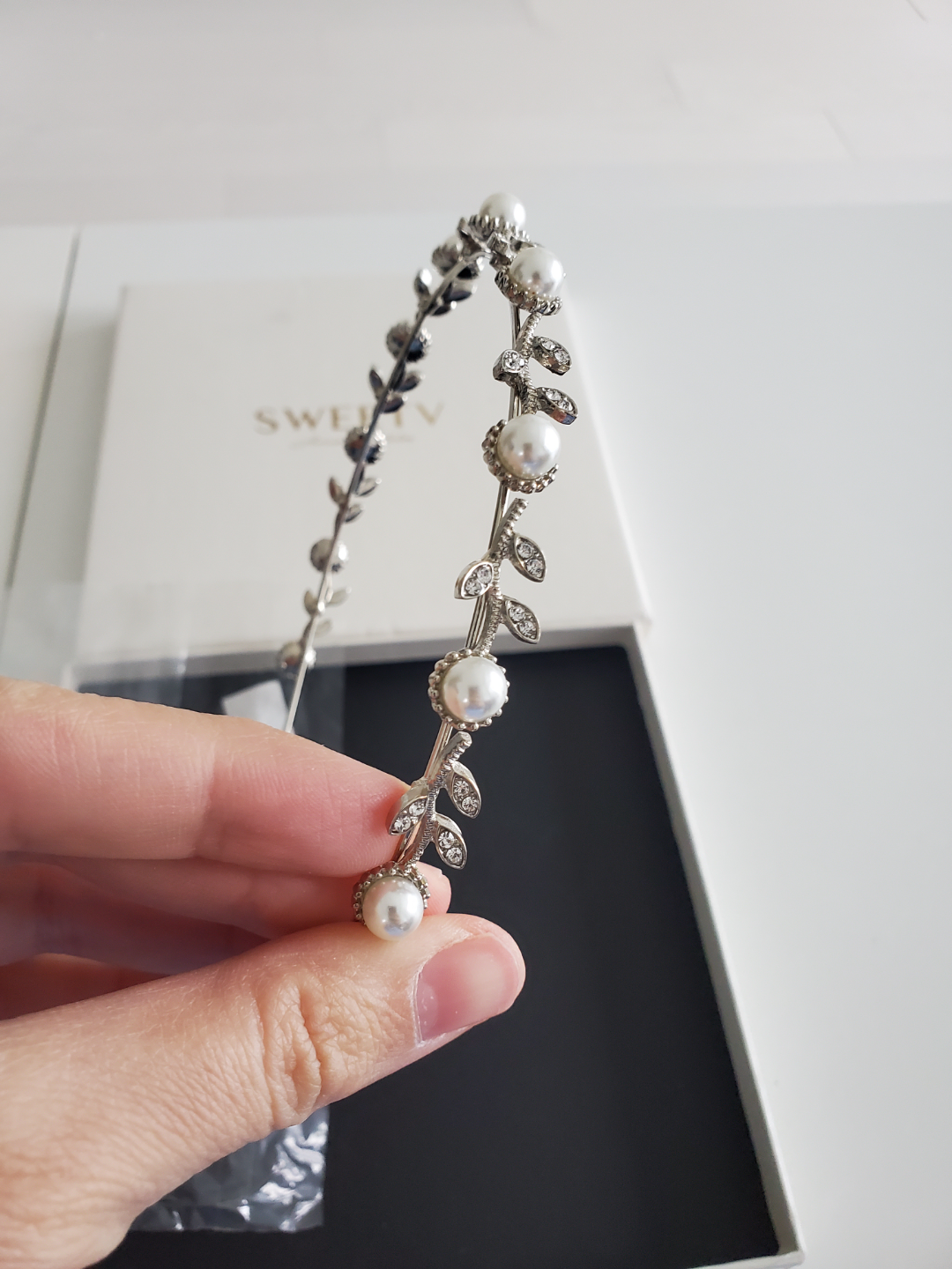 Sweetv Pearl and Rhinestone Headband