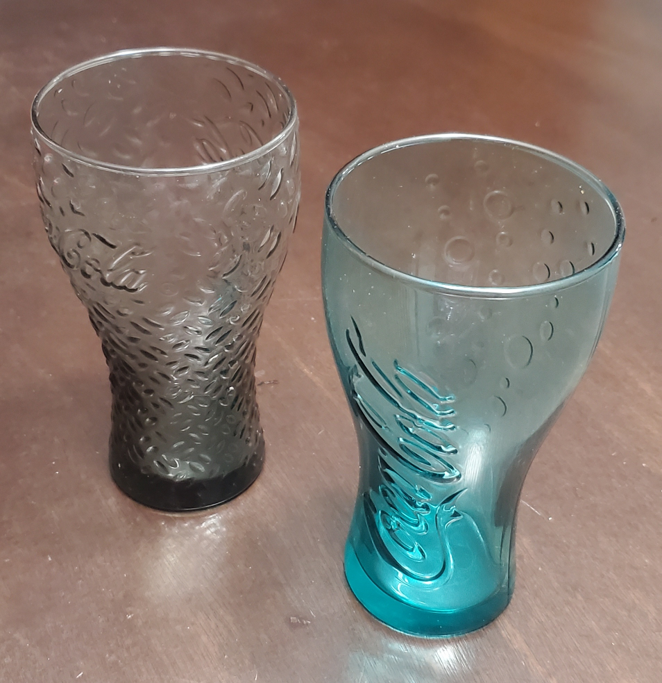 💚Two Coca-Cola Glasses - Grey and Teal