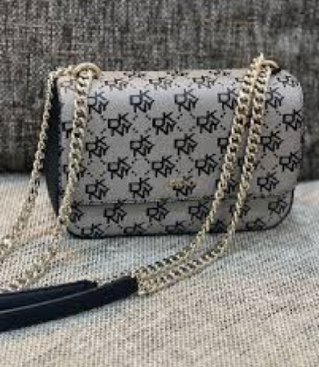 DKNY Beige and Black Monogram Shoulder Bag - photo 3