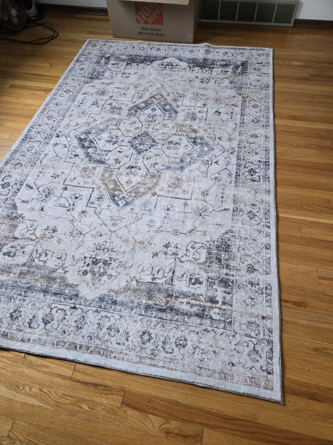 Machine Washable Area Rug, Beige, Grey, and Brown Pattern