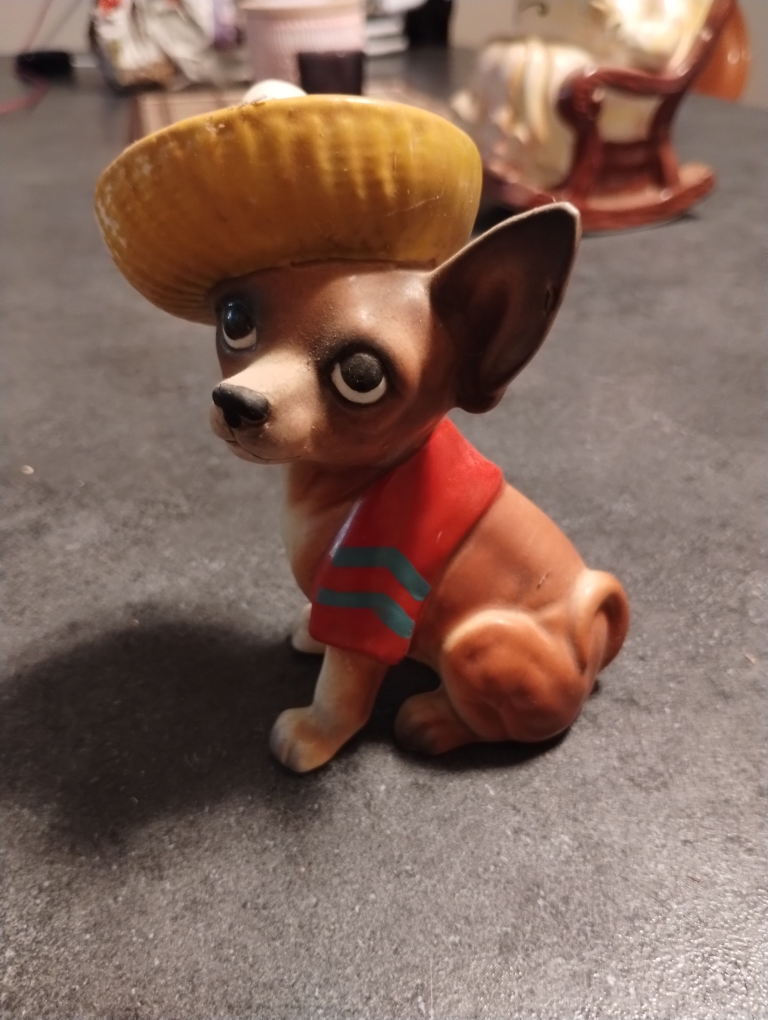 Vintage Ceramic Chihuahua Figurine in Sombrero