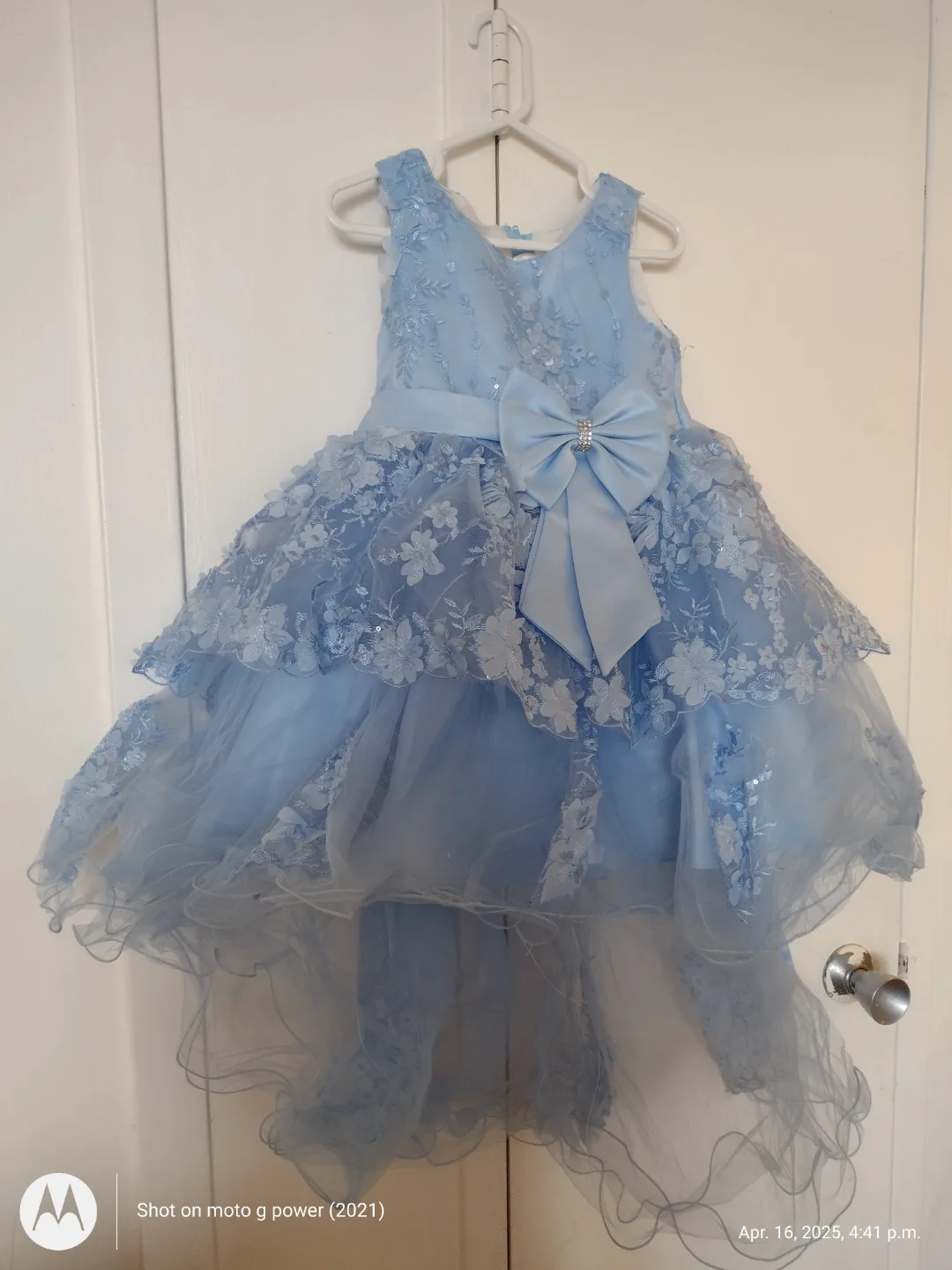 Girls' Light Blue High-Low Flower Girl Dress image indicator(9)