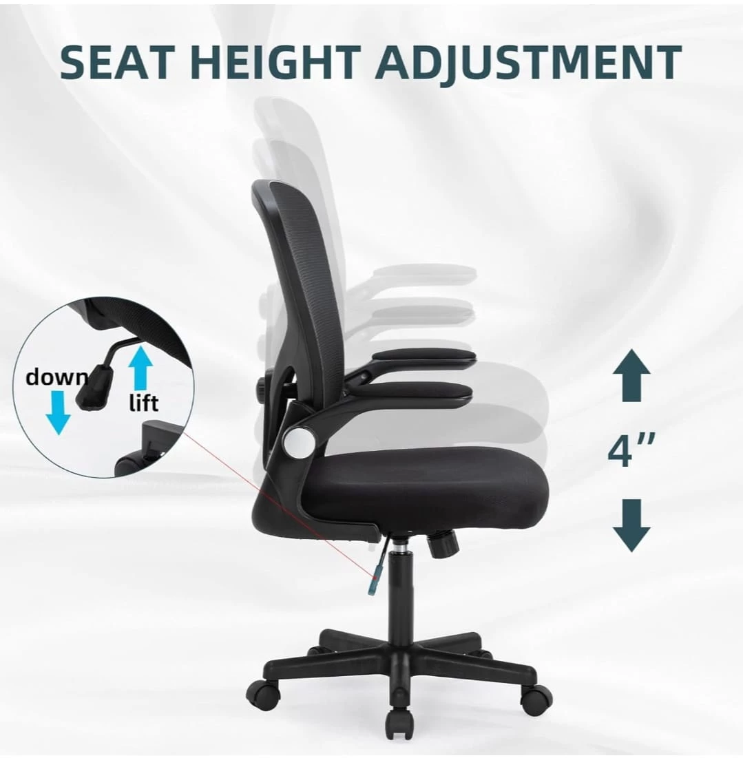 Black Mesh Office Chair with Adjustable Height and Flip-up - photo 2