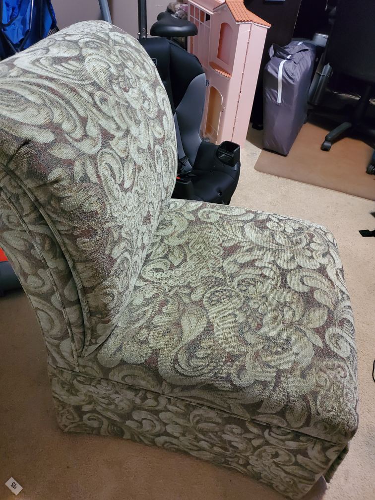 Armchair - Green Damask Pattern