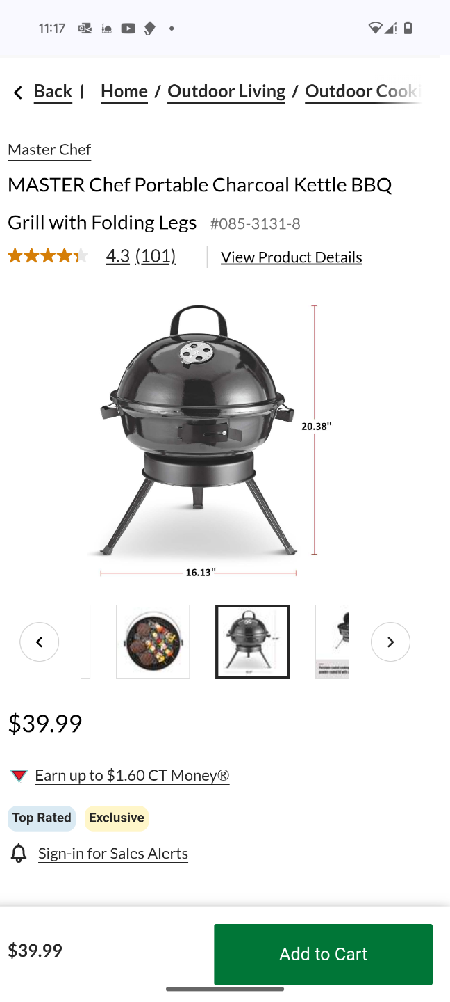 Portable Charcoal BBQ Grill with Folding Legs