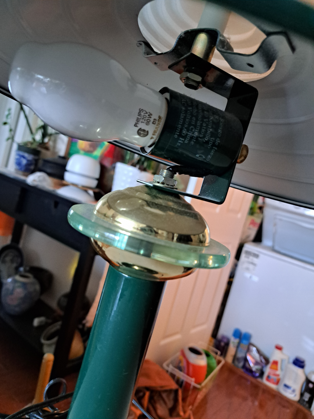 Vintage Green Desk Lamp with Glass Accents - photo 2