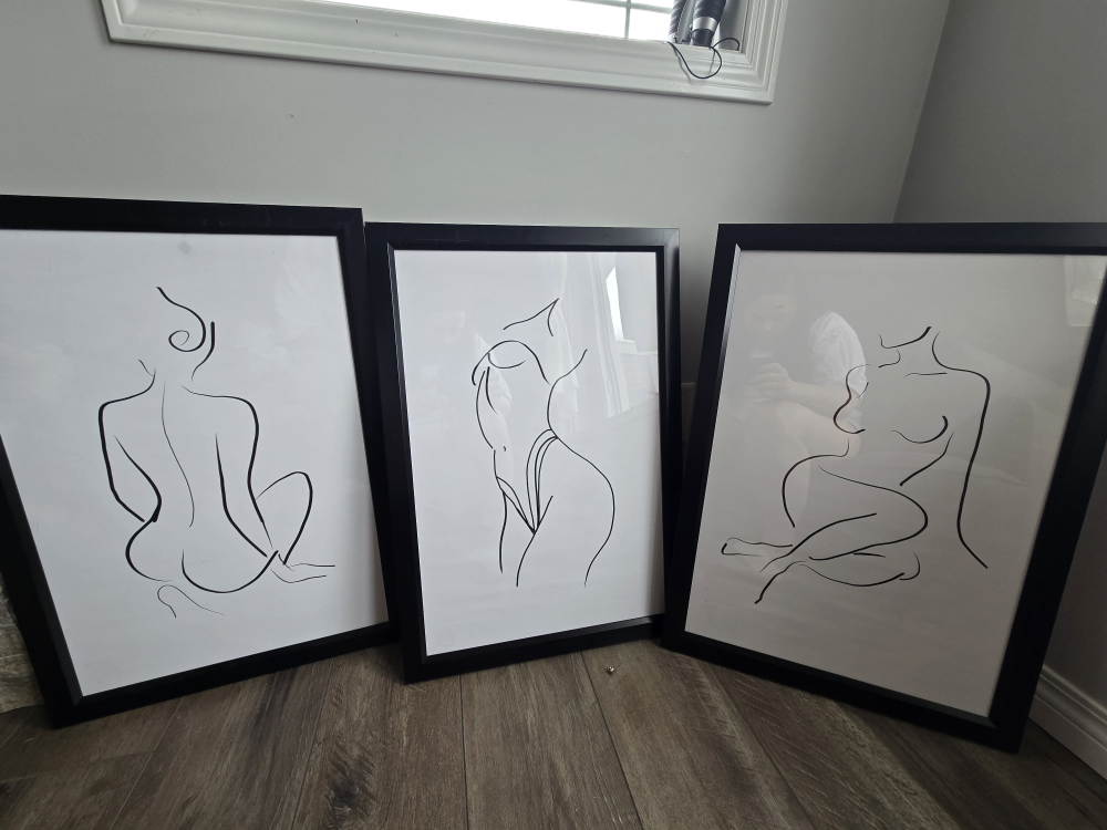 Set of three line art prints