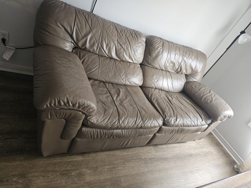 Recliner Sofa - Beige Leather