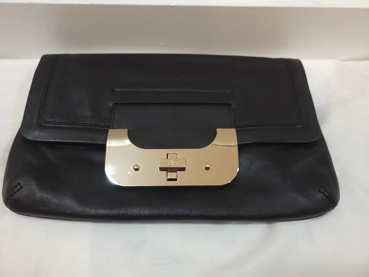 DVF Black Leather Clutch thumbnail