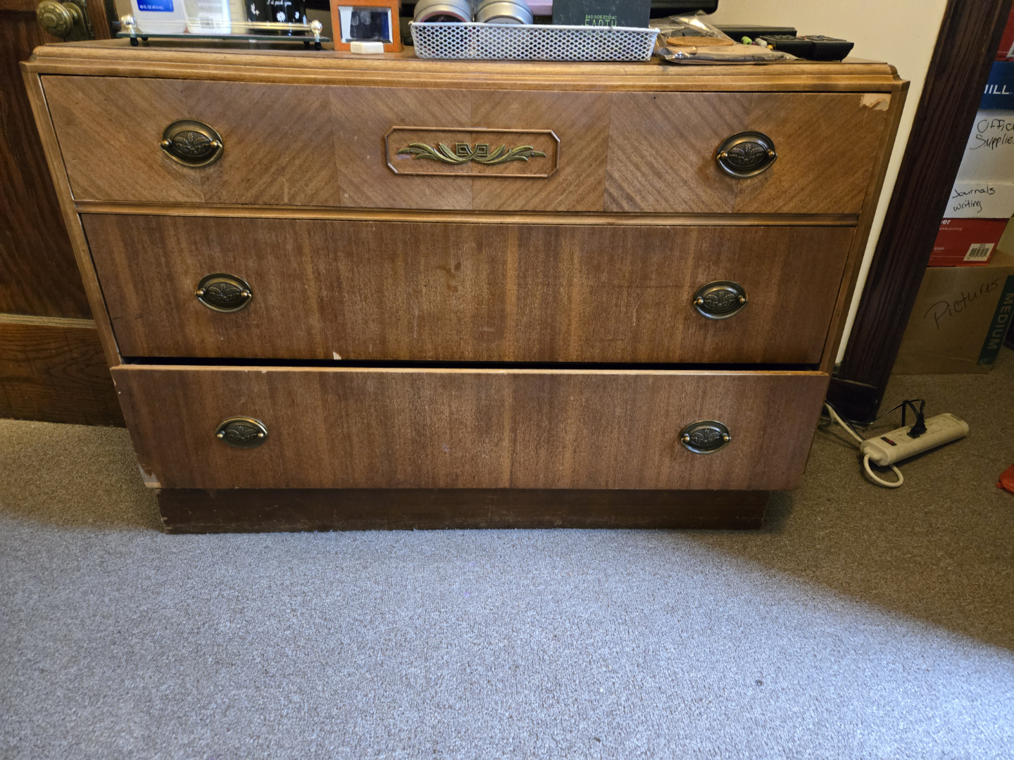 Vintage Wooden Dresser and Mirror Set