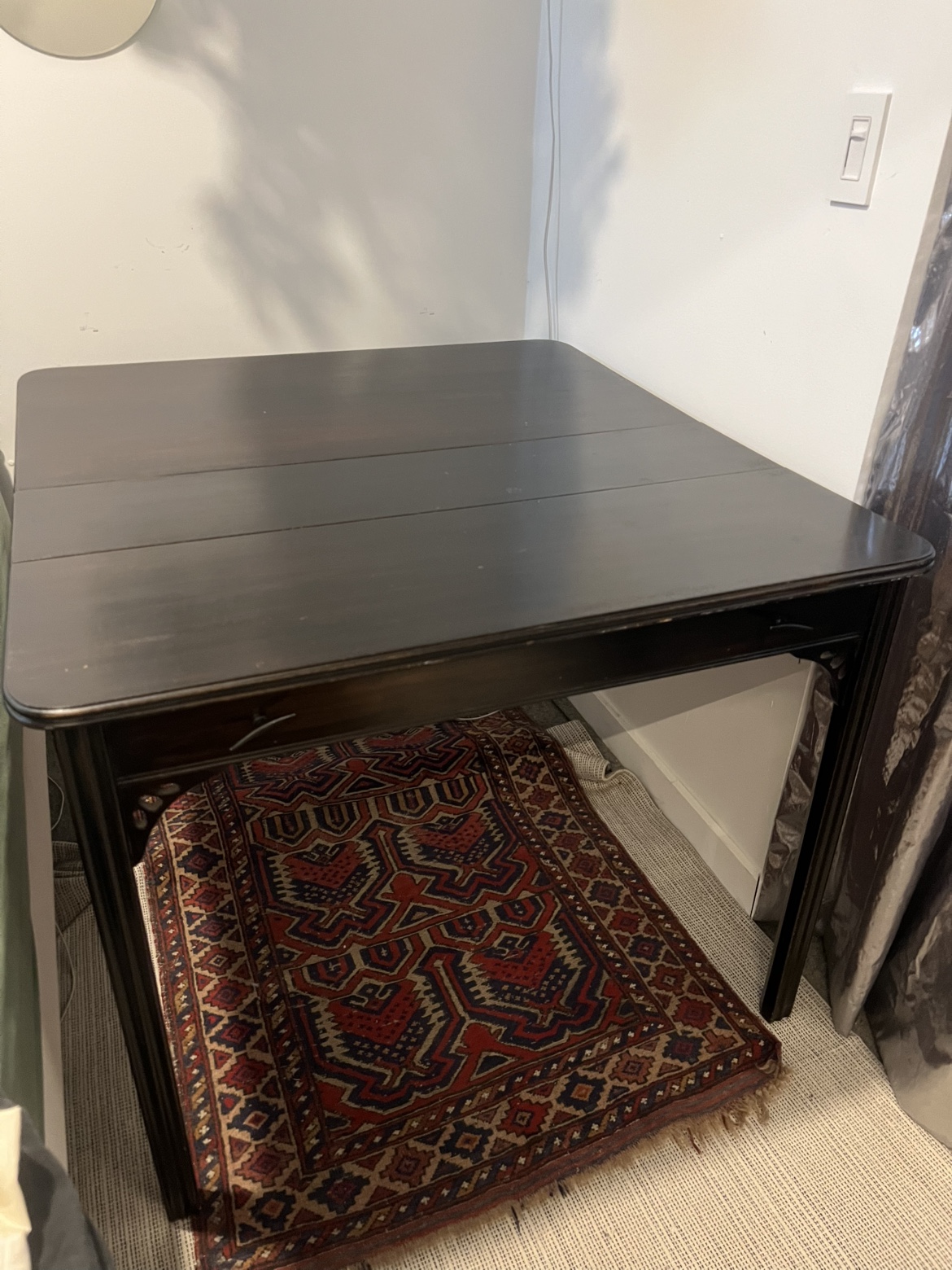 Vintage 1930s Dark Wood Folding Dining Table - photo 3
