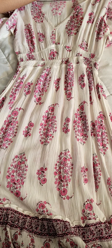 Pink floral midi dress image indicator(2)