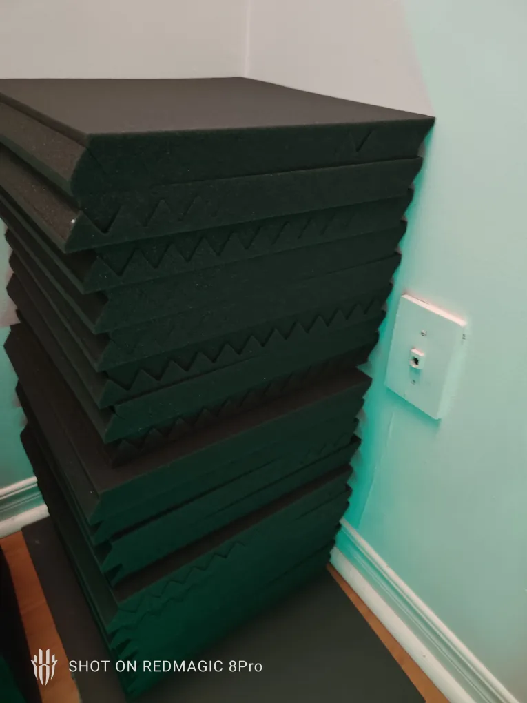80  Pack Acoustic Foam Panels - Black - 1" x 12" x 12" image indicator(2)