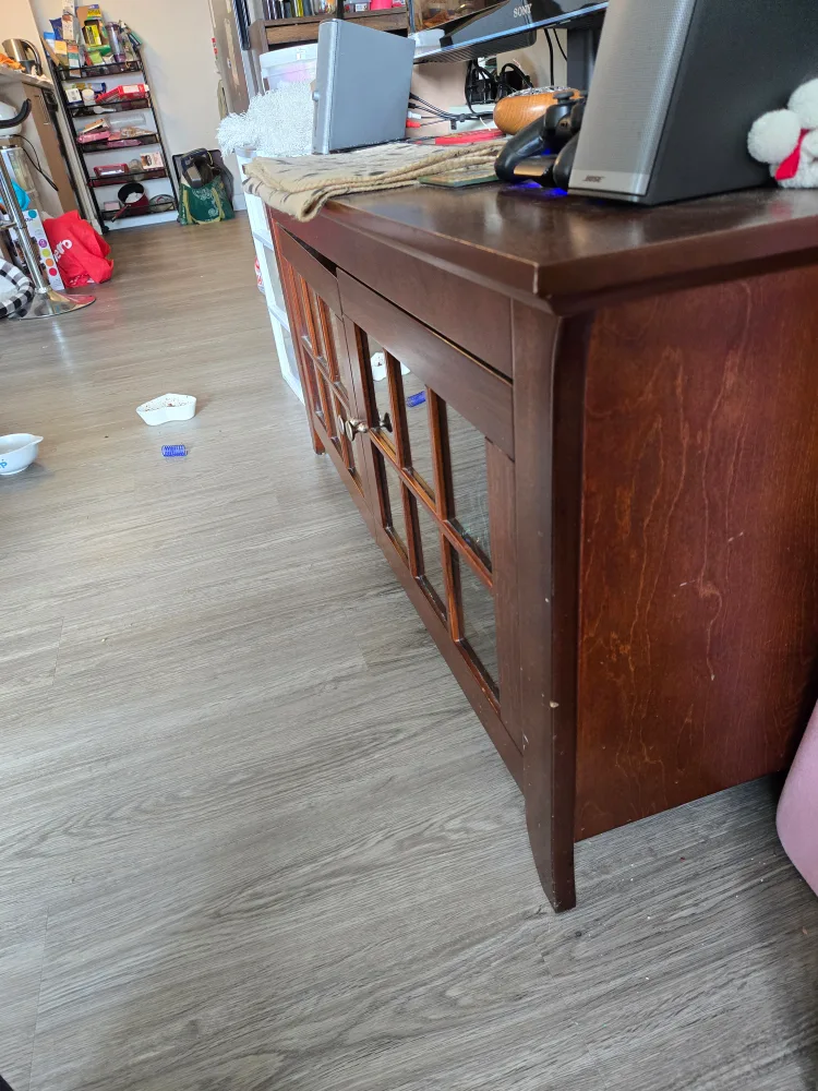 Dark Wood Media Console with Glass Doors image indicator(2)